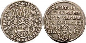 Altdeutsche Münzen und Medaillen
Würzburg-Bistum. Julius Echter von Mespelbrunn 1573-1617. 
Groschen 1617. Auf seinen Tod. Helm. 149, Slg. Piloty 94...