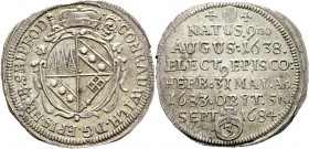 Altdeutsche Münzen und Medaillen
Würzburg-Bistum. Konrad Wilhelm von Wertnau 1683-1684. 
Groschen 1684. Auf seinen Tod. Helm. 433, Slg. Piloty 1062....