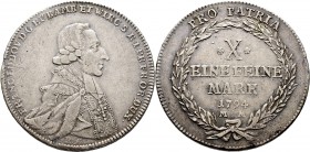 Altdeutsche Münzen und Medaillen
Würzburg-Bistum. Franz Ludwig von Erthal 1779-1795. 
Konventionstaler 1794. Stempel von Riesing. Brustbild nach rec...