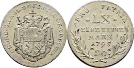 Altdeutsche Münzen und Medaillen
Würzburg-Bistum. Franz Ludwig von Erthal 1779-1795. 
20 Kreuzer 1795. Kontributionsprägung. Helm. 924, Slg. Piloty ...
