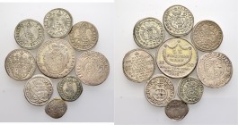 Lots altdeutscher Münzen und Medaillen
9 Stücke: BAMBERG. Schilling o.J. (nach 1443), Dreier 1685, Groschen 1684, Halbbatzen 1696, Batzen 1696, 1698 ...