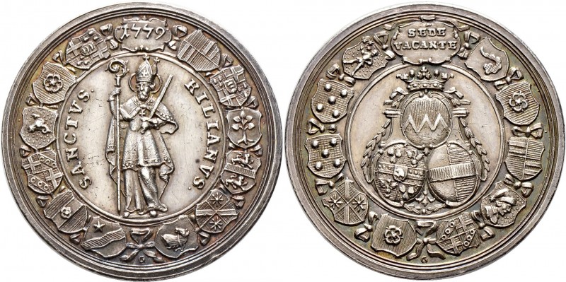 Lots altdeutscher Münzen und Medaillen
2 Stücke: WÜRZBURG, silberne Sedisvakanz...