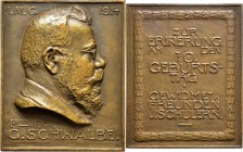 Thematische Medaillen
Ehehalt, Heinrich (1873-1938) zitiert nach Kanellakopoulou-Drossokopoulou = KD. . 
Bronzeplakette 1914. Auf den 70. Geburtstag...