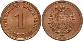 Deutsche Münzen und Medaillen ab 1871
Kleinmünzen. . 
1 Pfennig 1888 F. J. 1.
Prachtexemplar, fast Stempelglanz