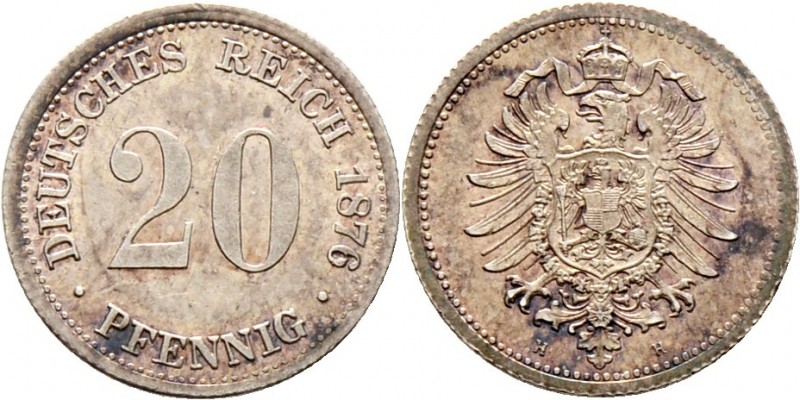Deutsche Münzen und Medaillen ab 1871
Kleinmünzen. . 
20 Pfennig 1876 H. J. 5....
