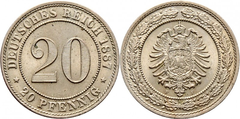 Deutsche Münzen und Medaillen ab 1871
Kleinmünzen. . 
20 Pfennig 1887 F. J. 6....