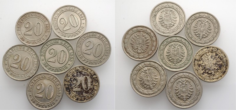 Deutsche Münzen und Medaillen ab 1871
Kleinmünzen. . 
Lot (20 Stücke): 20 Pfen...