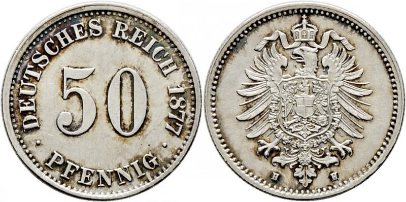 Deutsche Münzen und Medaillen ab 1871
Kleinmünzen. . 
50 Pfennig 1877 H. J. 7....