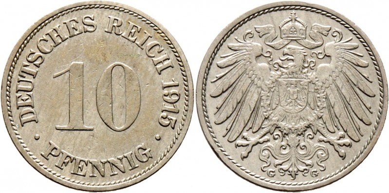 Deutsche Münzen und Medaillen ab 1871
Kleinmünzen. . 
10 Pfennig 1915 G. J. 13...