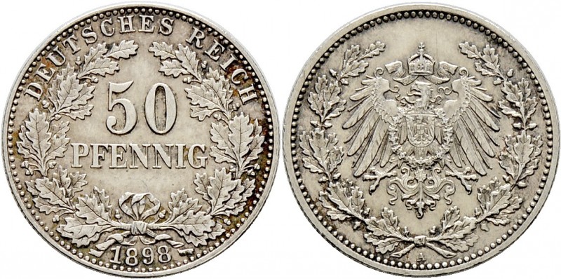 Deutsche Münzen und Medaillen ab 1871
Kleinmünzen. . 
50 Pfennig 1898 A. J. 15...