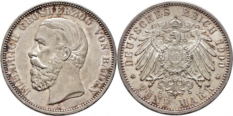 Deutsche Münzen und Medaillen ab 1871
Silbermünzen des Kaiserreiches. BADEN. Fr...