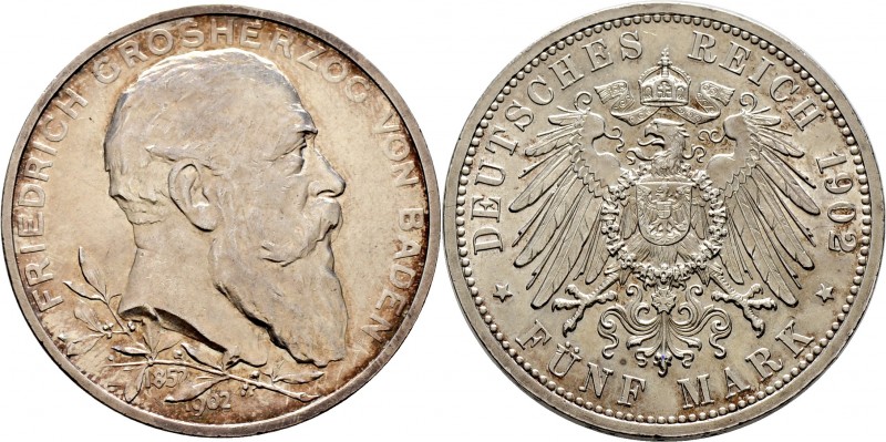 Deutsche Münzen und Medaillen ab 1871
Silbermünzen des Kaiserreiches. BADEN. Fr...