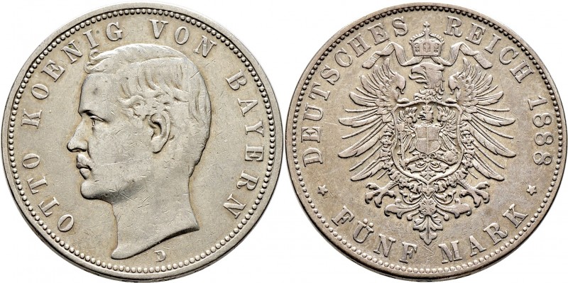 Deutsche Münzen und Medaillen ab 1871
Silbermünzen des Kaiserreiches. BAYERN. O...