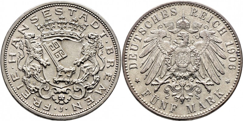 Deutsche Münzen und Medaillen ab 1871
Silbermünzen des Kaiserreiches. BREMEN. ....