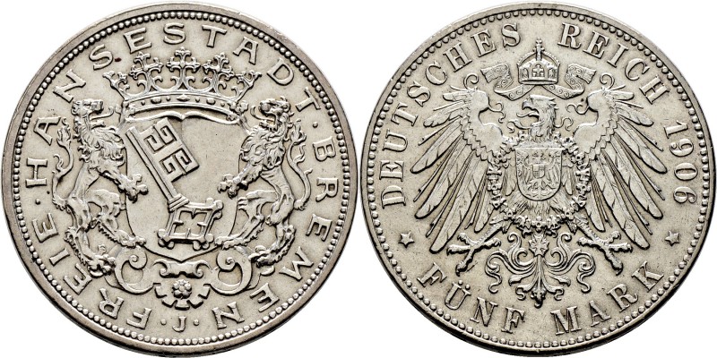 Deutsche Münzen und Medaillen ab 1871
Silbermünzen des Kaiserreiches. BREMEN. ....