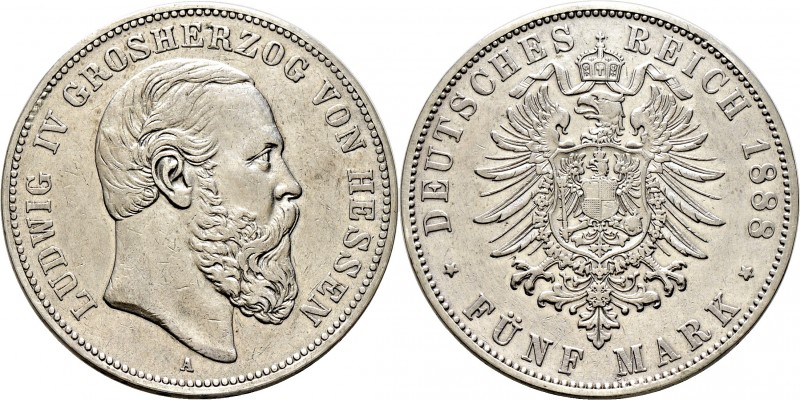 Deutsche Münzen und Medaillen ab 1871
Silbermünzen des Kaiserreiches. HESSEN. L...