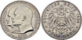 Deutsche Münzen und Medaillen ab 1871
Silbermünzen des Kaiserreiches. HESSEN. Ernst Ludwig 1892-1918. 
5 Mark 1904. Philipp der Großmütige. J. 75.
...