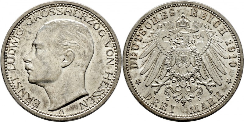 Deutsche Münzen und Medaillen ab 1871
Silbermünzen des Kaiserreiches. HESSEN. E...