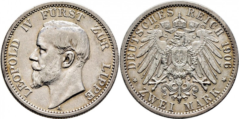 Deutsche Münzen und Medaillen ab 1871
Silbermünzen des Kaiserreiches. LIPPE. Le...
