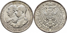 Deutsche Münzen und Medaillen ab 1871
Silbermünzen des Kaiserreiches. MECKLENBURG-SCHWERIN. Friedrich Franz IV. 1897-1918. 
3 Mark 1915 A. Hundertja...