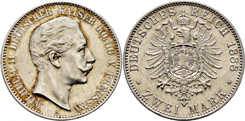 Deutsche Münzen und Medaillen ab 1871
Silbermünzen des Kaiserreiches. PREUSSEN....