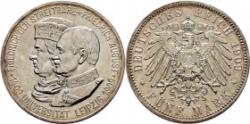 Deutsche Münzen und Medaillen ab 1871
Silbermünzen des Kaiserreiches. SACHSEN. Friedrich August III. 1904-1918. 
5 Mark 1909. Uni Leipzig. J. 139.
...