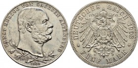 Deutsche Münzen und Medaillen ab 1871
Silbermünzen des Kaiserreiches. SACHSEN-ALTENBURG. Ernst 1853-1908. 
5 Mark 1903 A. Regierungsjubiläum. J. 144...