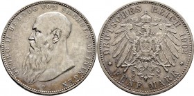 Deutsche Münzen und Medaillen ab 1871
Silbermünzen des Kaiserreiches. SACHSEN-MEININGEN. Georg II. 1866-1915. 
5 Mark 1902 D. Bart berührt Perlkreis...