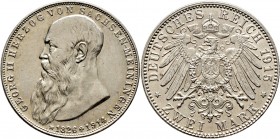 Deutsche Münzen und Medaillen ab 1871
Silbermünzen des Kaiserreiches. SACHSEN-MEININGEN. Georg II. 1866-1915. 
2 Mark 1915. Auf seinen Tod. J. 154....