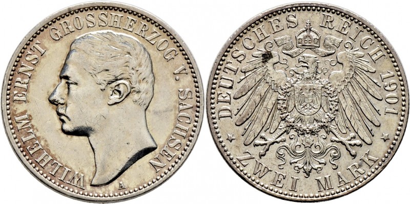 Deutsche Münzen und Medaillen ab 1871
Silbermünzen des Kaiserreiches. SACHSEN-W...