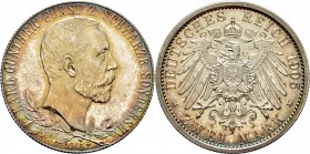 Deutsche Münzen und Medaillen ab 1871
Silbermünzen des Kaiserreiches. SCHWARZBURG-SONDERSHAUSEN. Karl Günther 1880-1909. 
2 Mark 1905 A. Regierungsj...