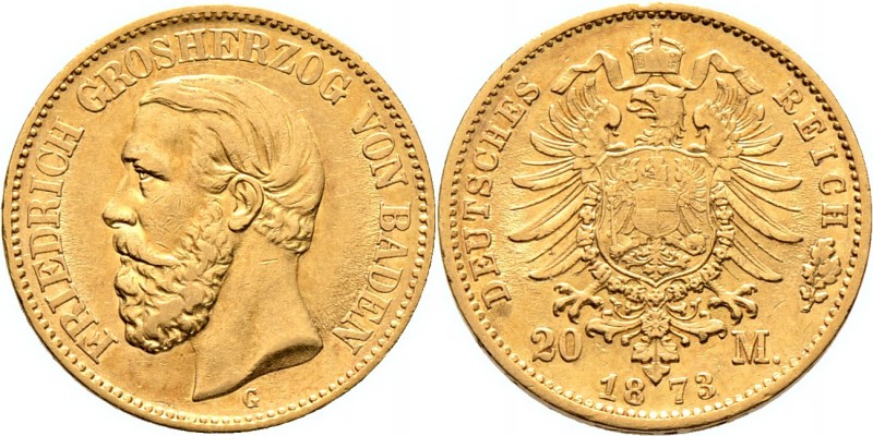 Deutsche Münzen und Medaillen ab 1871
Reichsgoldmünzen. BADEN. Friedrich I. 185...