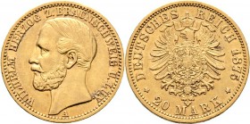 Deutsche Münzen und Medaillen ab 1871
Reichsgoldmünzen. BRAUNSCHWEIG. Wilhelm 1831-1884. 
20 Mark 1875 A. J. 203.
sehr schön-vorzüglich