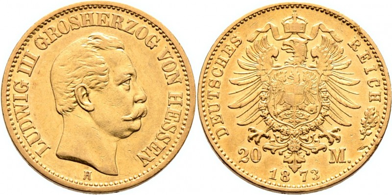 Deutsche Münzen und Medaillen ab 1871
Reichsgoldmünzen. HESSEN. Ludwig III. 184...