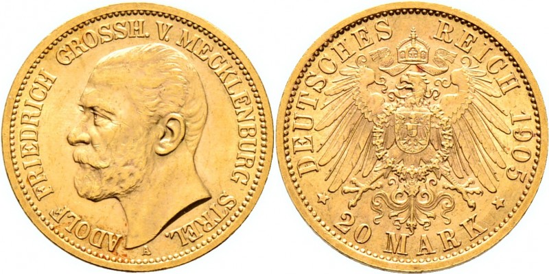Deutsche Münzen und Medaillen ab 1871
Reichsgoldmünzen. MECKLENBURG-STRELITZ. A...