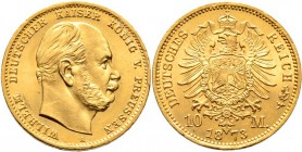 Deutsche Münzen und Medaillen ab 1871
Reichsgoldmünzen. PREUSSEN. Wilhelm I. 1861-1888. 
10 Mark 1873 A. J. 242.
Exemplar aus dem "Schatz vom Juliu...