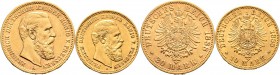 Deutsche Münzen und Medaillen ab 1871
Reichsgoldmünzen. PREUSSEN. Friedrich III. 1888. 
Lot (2 Stücke): 10 Mark 1888 A sowie 20 Mark 1888 A. J. 247,...