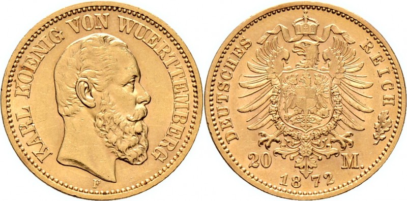 Deutsche Münzen und Medaillen ab 1871
Reichsgoldmünzen. WÜRTTEMBERG. Karl 1864-...