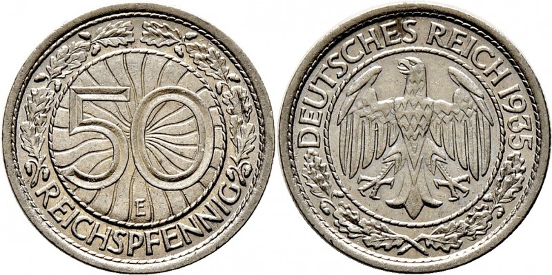 Deutsche Münzen und Medaillen ab 1871
Weimarer Republik. . 
50 Reichspfennig 1...