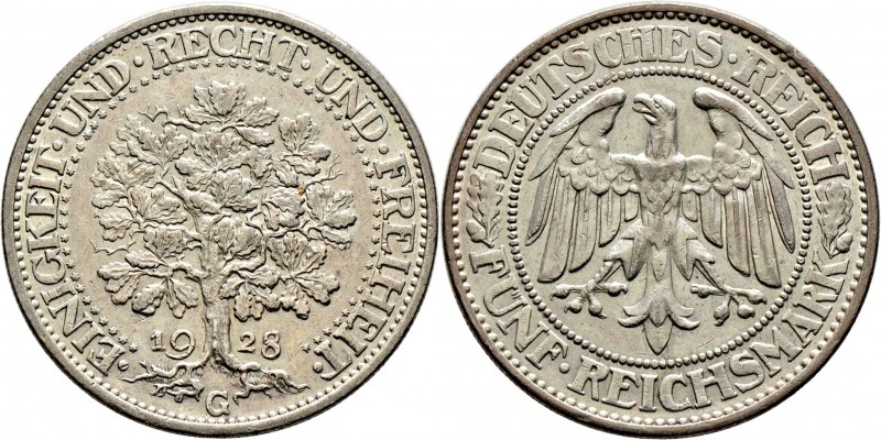 Deutsche Münzen und Medaillen ab 1871
Weimarer Republik. . 
5 Reichsmark 1928 ...