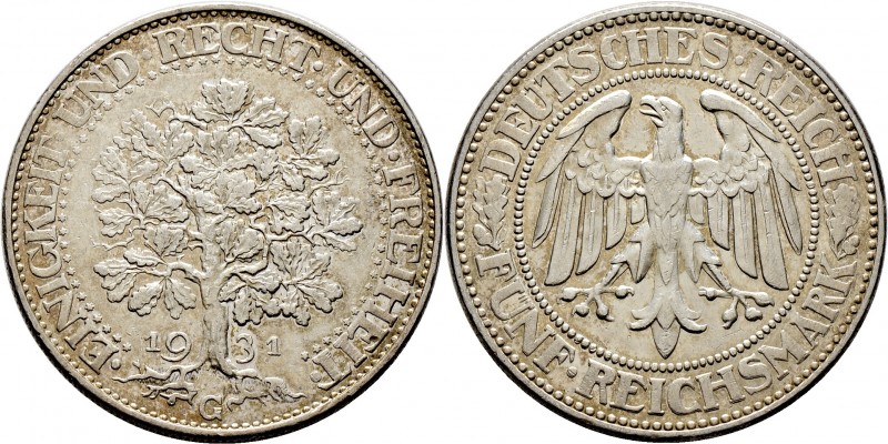 Deutsche Münzen und Medaillen ab 1871
Weimarer Republik. . 
5 Reichsmark 1931 ...