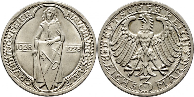 Deutsche Münzen und Medaillen ab 1871
Weimarer Republik. . 
3 Reichsmark 1928 ...