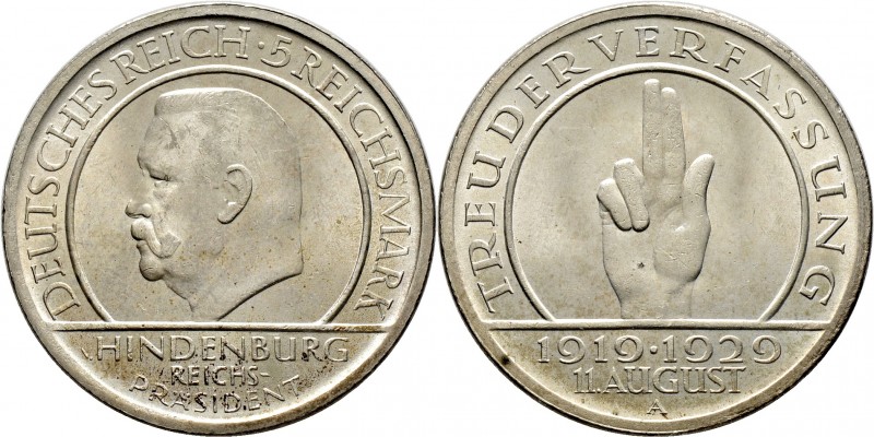 Deutsche Münzen und Medaillen ab 1871
Weimarer Republik. . 
5 Reichsmark 1929 ...