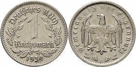 Deutsche Münzen und Medaillen ab 1871
Drittes Reich. . 
1 Reichsmark 1939 G. J. 354.
das seltenste Stück dieser Serie, vorzüglich