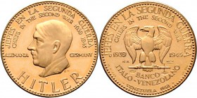 Deutsche Münzen und Medaillen ab 1871
Drittes Reich. . 
Goldmedaille 1958 der Banco Italo-Venezolano, auf Adolf Hitler - "Chiefs in the second war"....