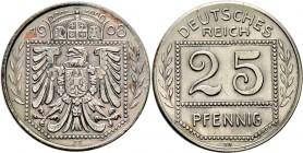 Deutsche Münzen und Medaillen ab 1871
Münzproben des Deutschen Reiches. . 
25 Pfennig 1908 D. Adler im Sechseck, darüber Kaiserkrone / Wertangabe im...