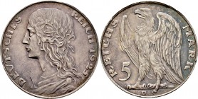 Deutsche Münzen und Medaillen ab 1871
Münzproben des Deutschen Reiches. . 
5 Reichsmark-Probe in Silber 1925 D von K. Goetz. Adler nach halblinks mi...