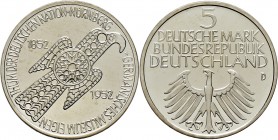 Deutsche Münzen und Medaillen ab 1871
Bundesrepublik Deutschland. . 
5 Deutsche Mark 1952 D. Germanisches Museum. J. 388.
sehr selten in dieser Erh...