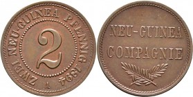 Deutsche Münzen und Medaillen ab 1871
Nebengebiete. Deutsch-Neuguinea. 
2 Neu-Guinea-Pfennig 1894 A. J. 702.
vorzüglich-Stempelglanz