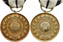 Deutsche Orden und Ehrenzeichen
HOHENZOLLERN. 
Fürstlich Hohenzollernscher Hausorden, Goldene Ehrenmedaille 1842. Silber-vergoldet, am Original­band...